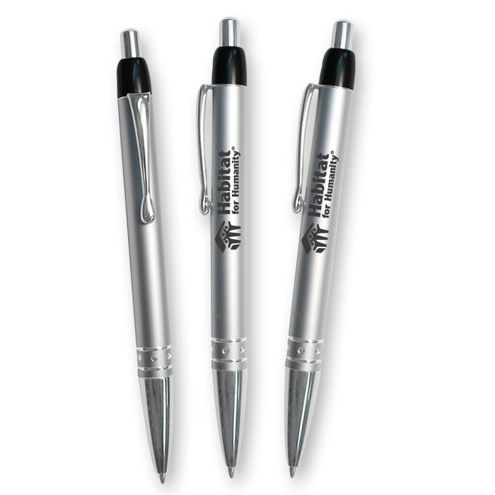 Silver Retractable Pen With Free Engraving WAUCUSTFREE103